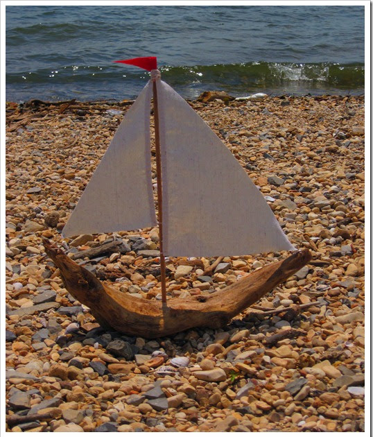 Lavender & Linen Driftwood Sailboat